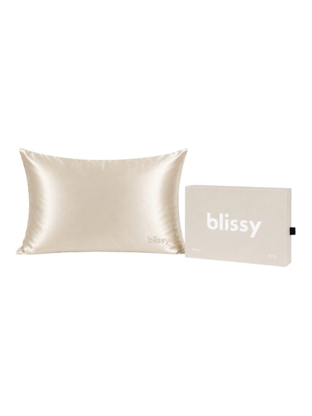Blissy 100% Mulberry Silk Pillowcase White King NIB